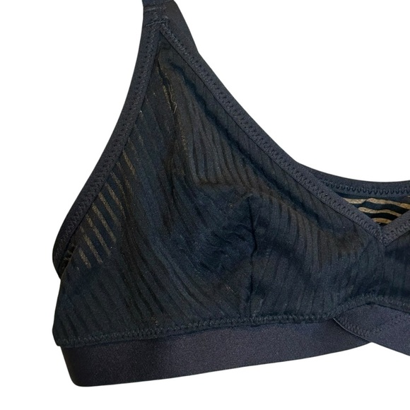 (Sold) Aerie Black Sheer Ribbed Bralette Adjustable Straps Women’s Size Small - Picture 2 of 10